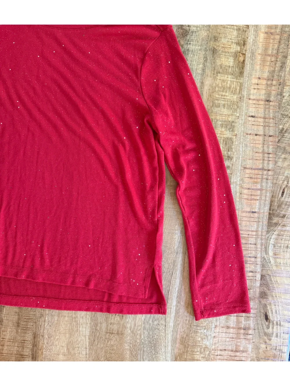 Old Navy Girls XL 14-16 Red Glitter Sparkle Long Sleeve Holiday Top